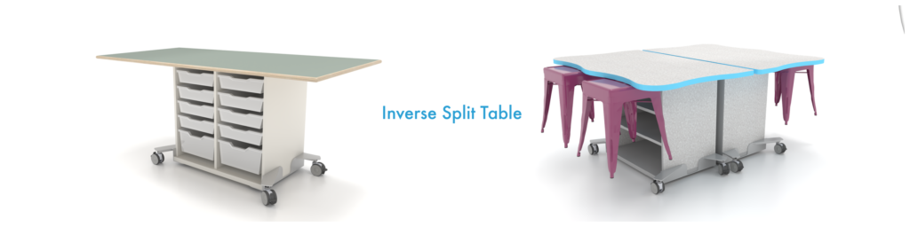 Inverse split tables for classrooms