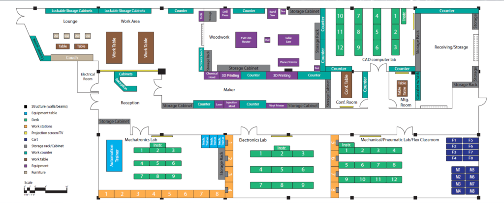 school makerspace and workforce labs layout